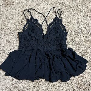 We The Free Midnight Lace Ruffle Tank